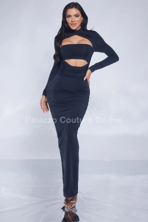 Midnight Allure Maxi Dress (Black)