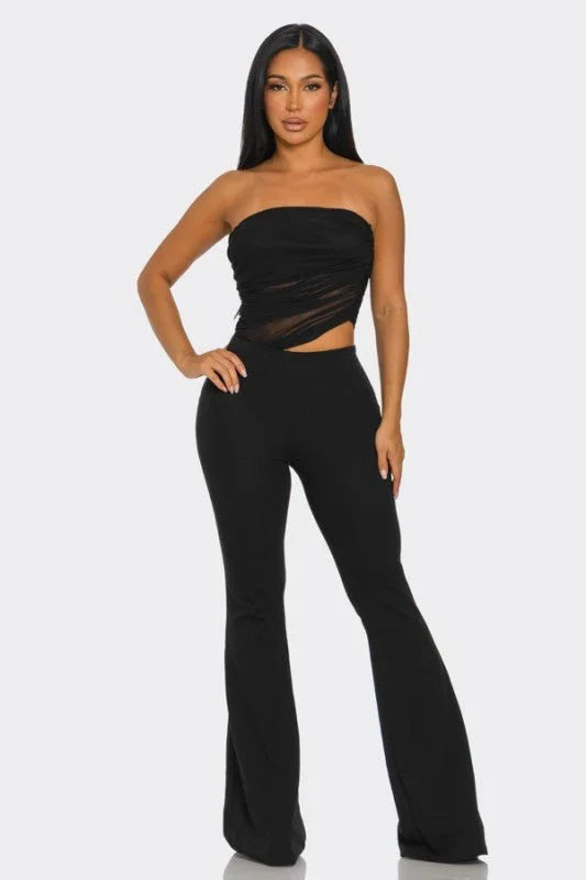 Midnight Temptation Mesh Jumpsuit - Black