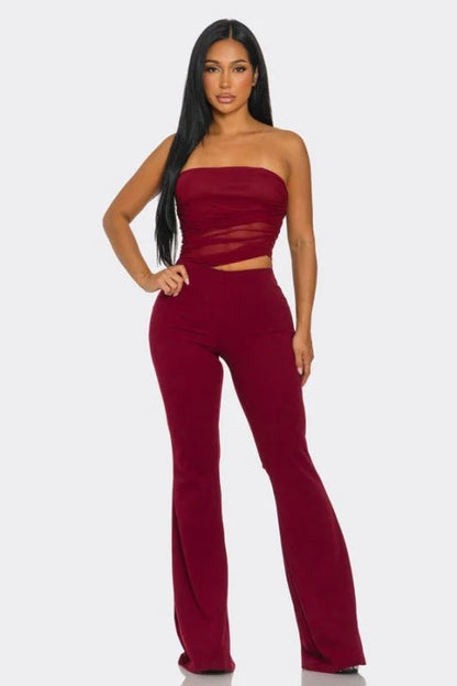 Midnight Temptation Mesh Jumpsuit - Wine
