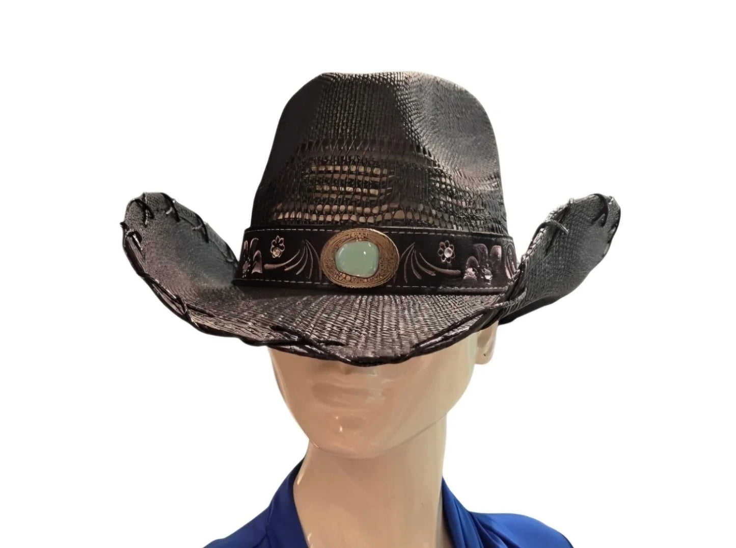 Midnight Rodeo Black Straw Hat with Western Band