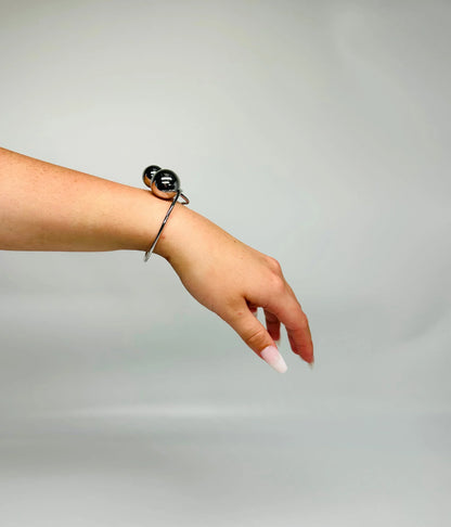 Modern Spherical Cuff Bracelet – Silver