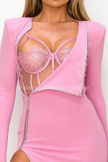 My Own Style of Loving Pink Rhinestone Dress
