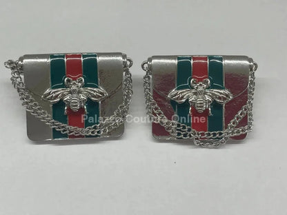 New Handbag Earrings – Gold Metal Mini Bag Statement Studs