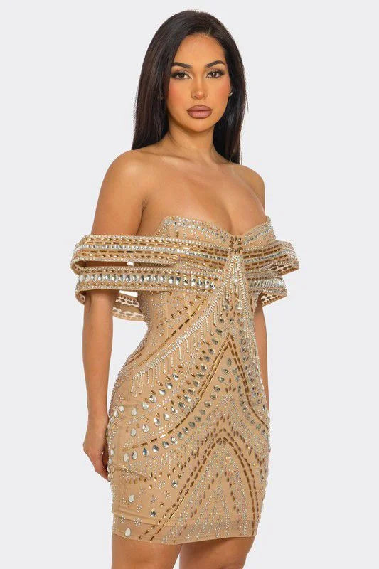 Nude Glam Luxe Mini Dress Nude