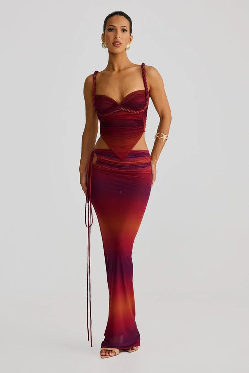 Ocean Mirage Two-Piece Skirt Set- Sunset