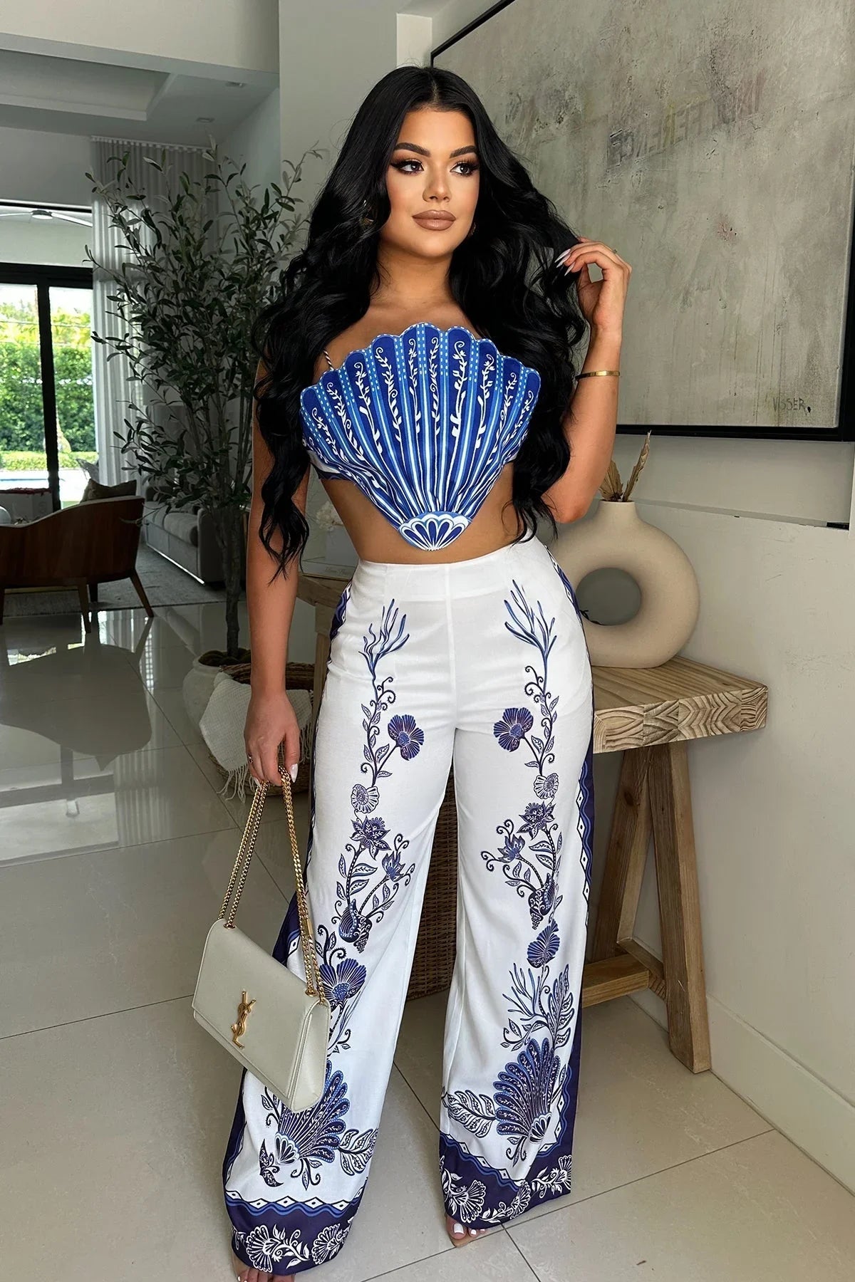 Ocean Muse Shell Pant Set- Blueshell