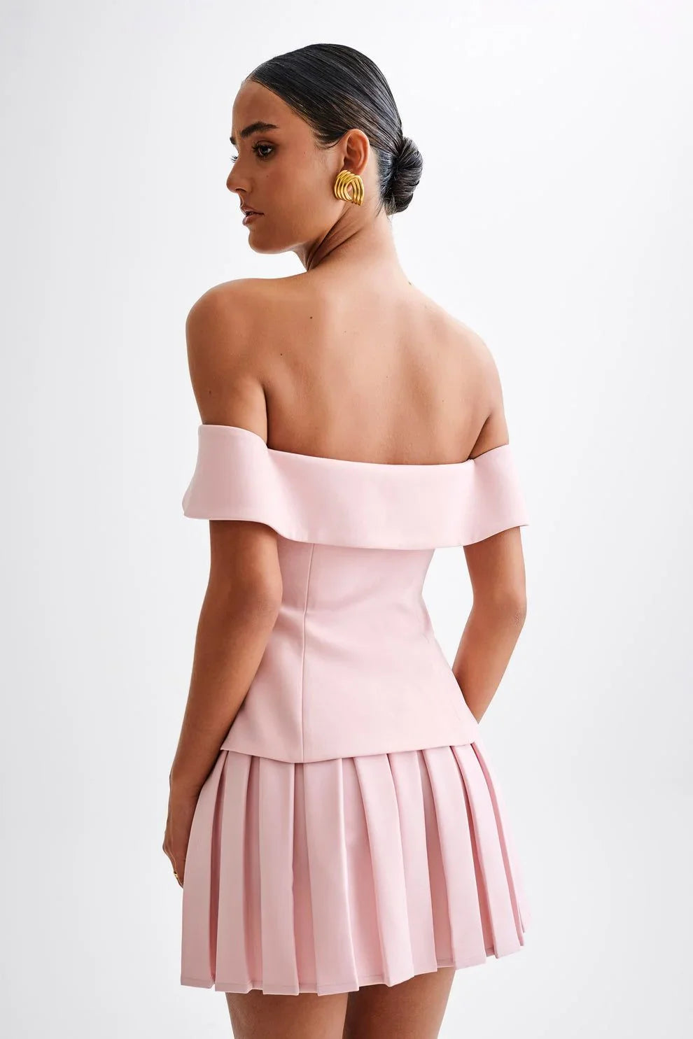 Off-Shoulder Grace Pleated Skirt Set