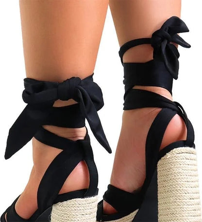 Olina Wrap Sandals Black Stylish and Comfortable