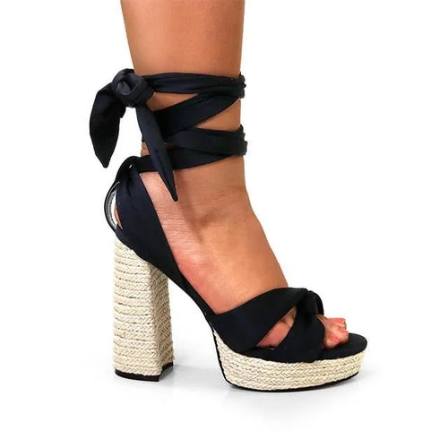 Olina Wrap Sandals Black Stylish and Comfortable