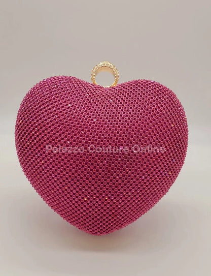 Open Your Heart Heart Clutch Bag with Rhinestone Sparkle (Fuchsia)