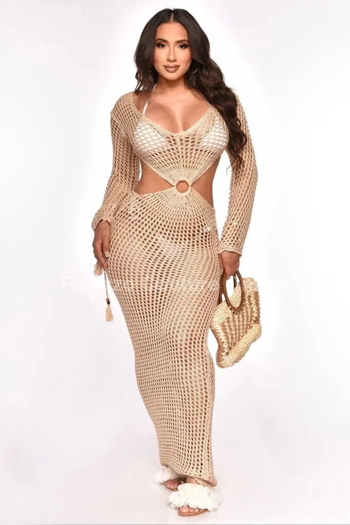 Paradise Cover Up Maxi Dress (Nude)