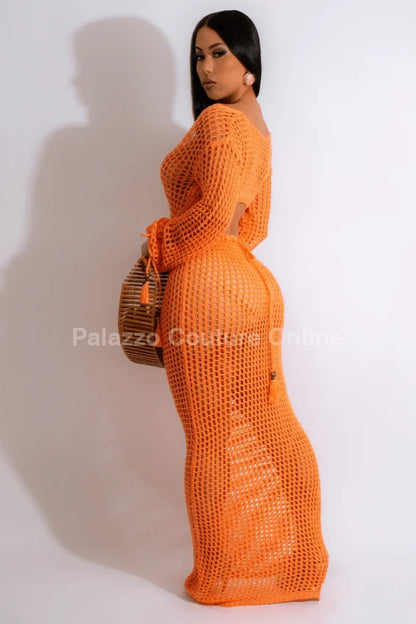 Paradise Cover Up Maxi Dress ( Orange)