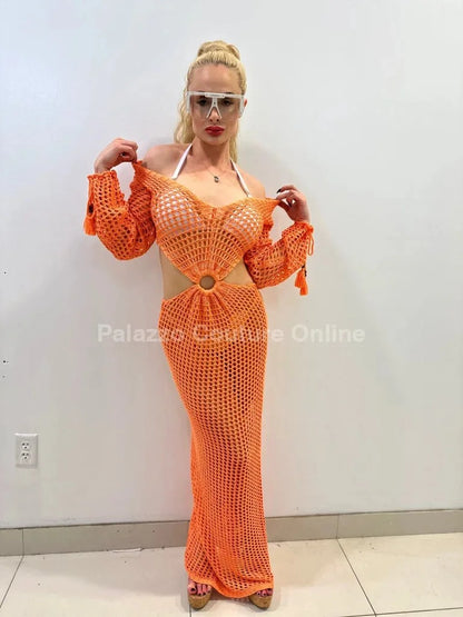 Paradise Cover Up Maxi Dress ( Orange)