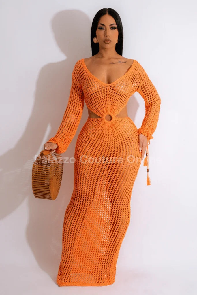 Paradise Cover Up Maxi Dress ( Orange)