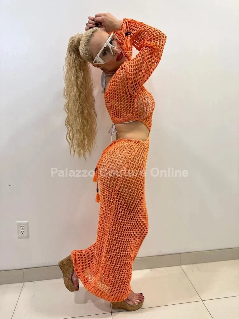 Paradise Cover Up Maxi Dress ( Orange)