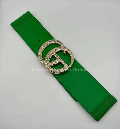 Paris Rhinestone Elastic Belt (Green)