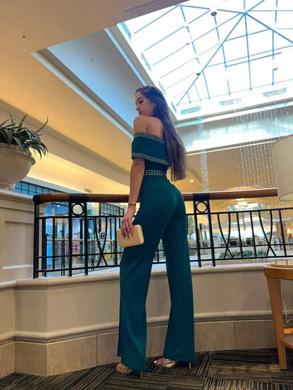 Passion Green Jumpsuit – Off-Shoulder Elegant Green Jumpsuit