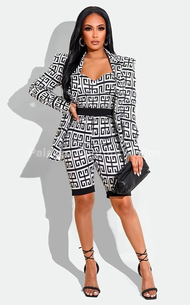 3 PCs My Kind of Girl Romper And Blazer Set