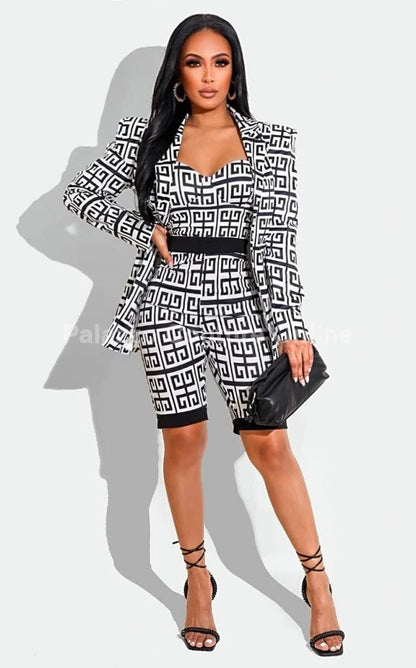 3 PCs My Kind of Girl Romper And Blazer Set
