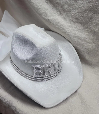 Pearl and Rhinestone Stud Bride  Cowboy Hat (White)