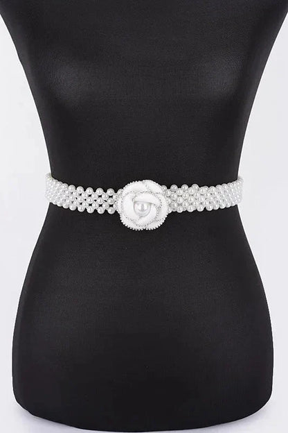 Pearl Bloom Statement Belt Ivory