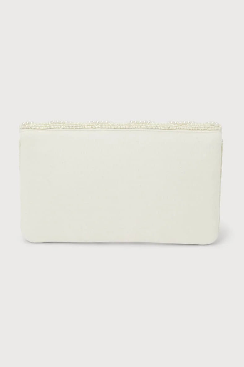 Pearl Elegance Envelope Clutch Ivory