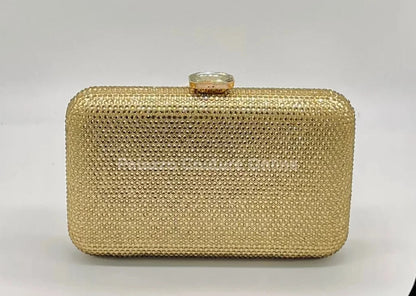 Perfect Timing Rhinestones Clutch Gold