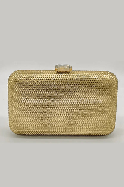 Perfect Timing Rhinestones Clutch Gold