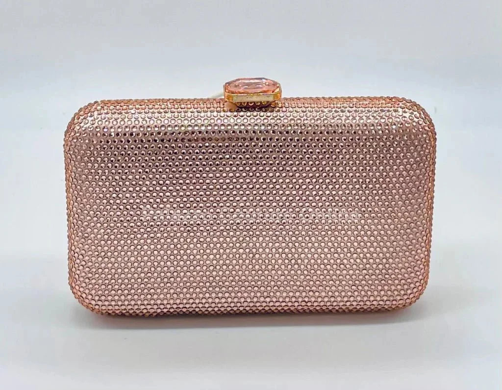 Perfect Timing Rhinestones Clutch Rose Gold