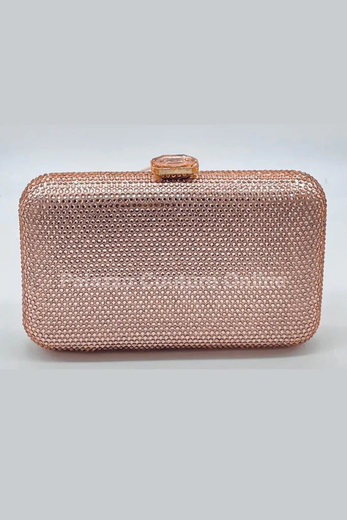 Perfect Timing Rhinestones Clutch Rose Gold