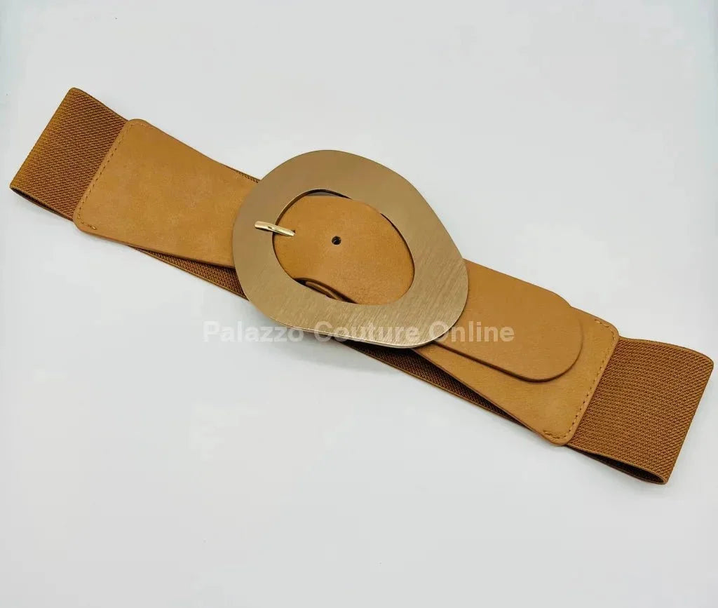 Perpetual Fantasy Plain Buckle Elastic Belt (Khaki)