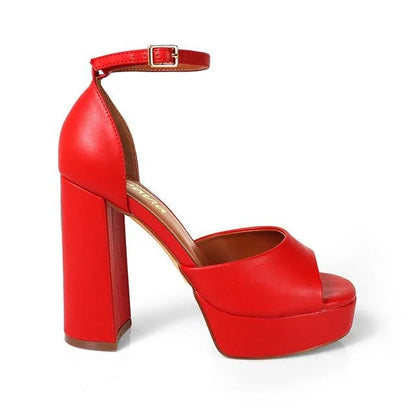 Platform Bliss Chunky Heels-Red