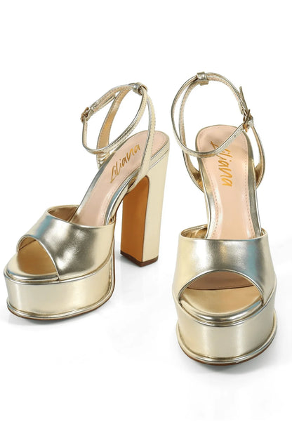 Platform Josy 6 Chunky Heels (Gold)