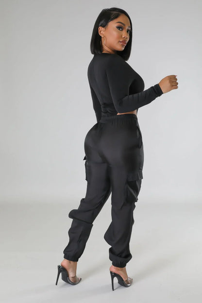 Poolside Days Sheer Cargo Pants – Black High-Waisted Organza Style