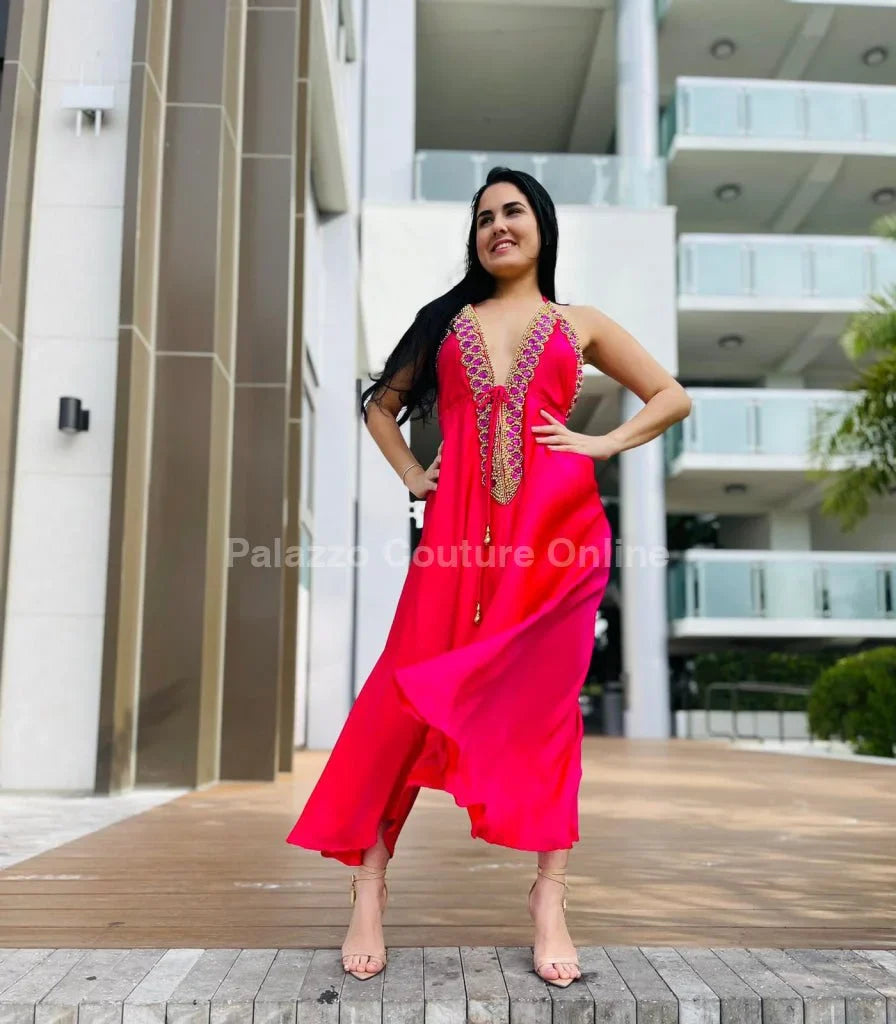 Private Oasis Maxi Dress ( Hot Pink)