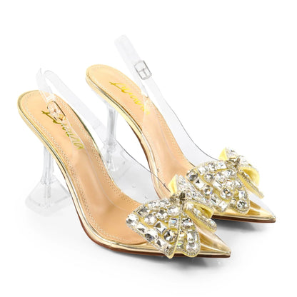 Quartz Bella Slingback Heels -Gold