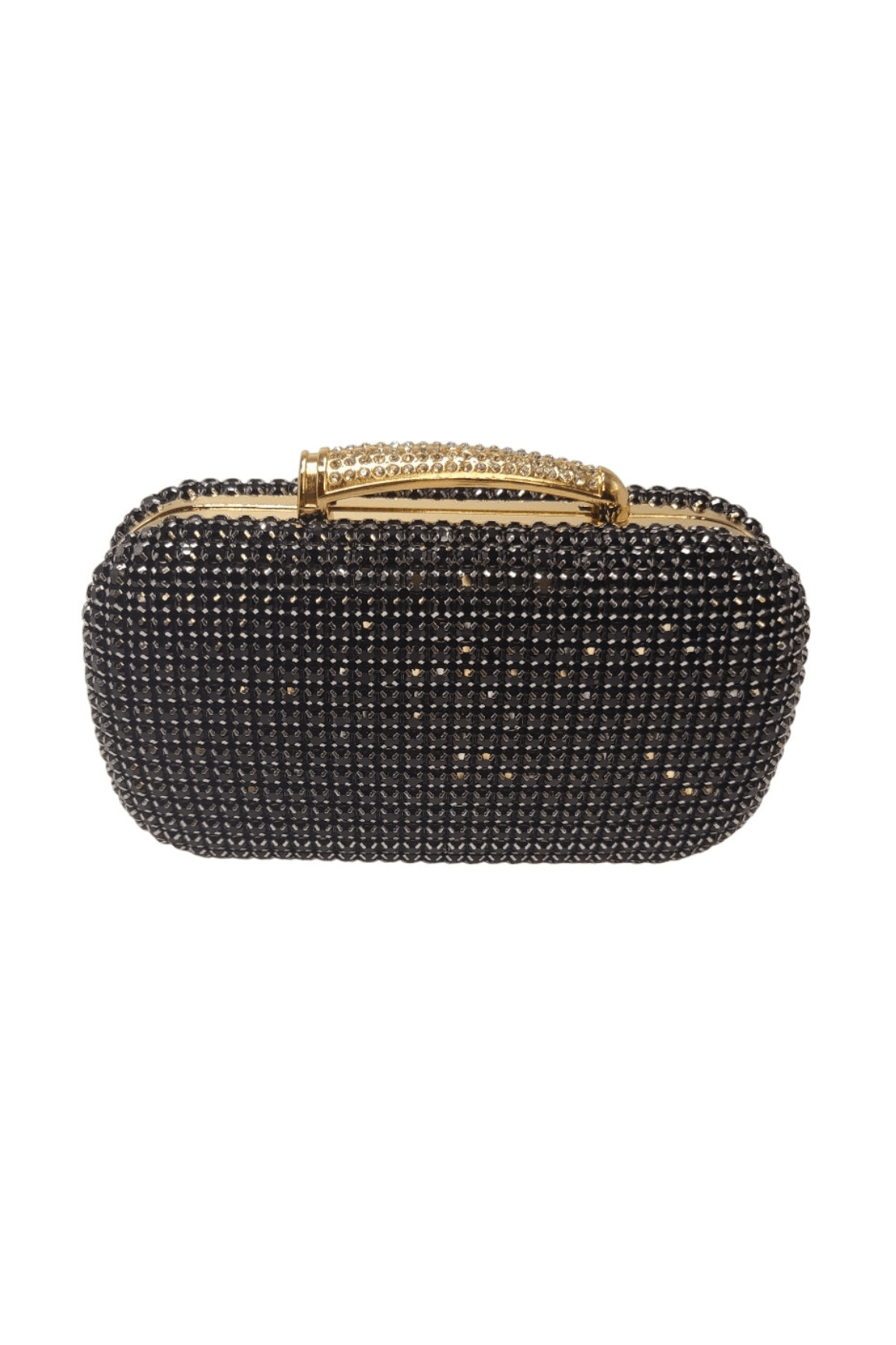 Radiant Elegance Black Crystal Clutch