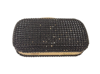 Radiant Elegance Black Crystal Clutch