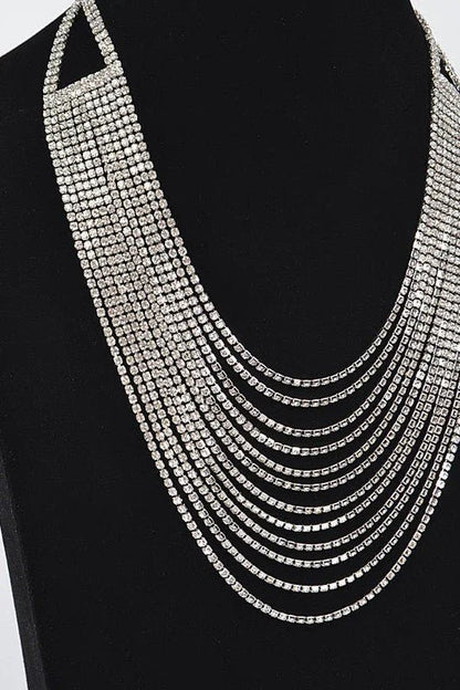 Radiant Luxe Rhinestone Layered Necklace - Silver