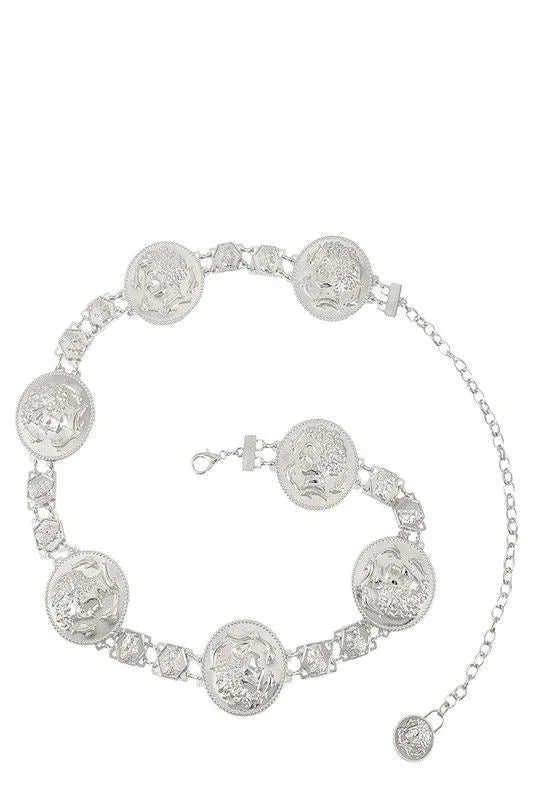 Regal Greek Coin Linked Metal Belt (Gold)