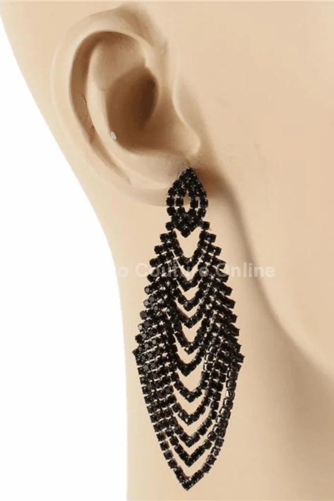 Rhinestone Chandelier Earrings with Geometric Bridal