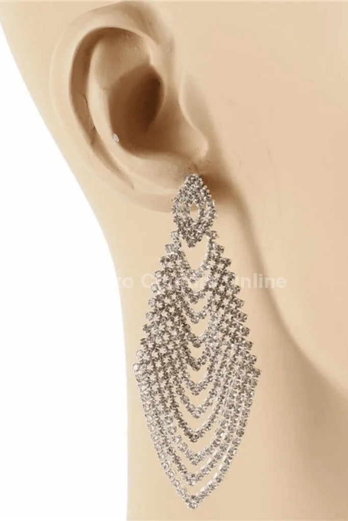 Rhinestone Chandelier Earrings with Geometric Bridal