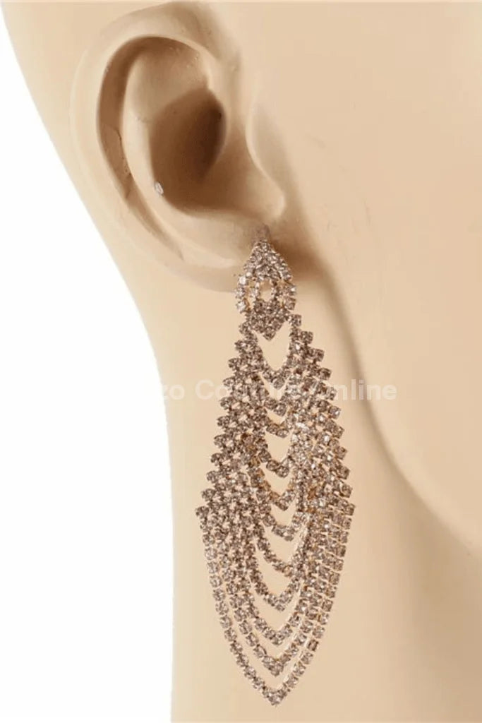Rhinestone Chandelier Earrings with Geometric Bridal