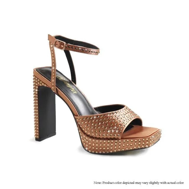 Rhinestone Platform Dress Shoes (camel)
