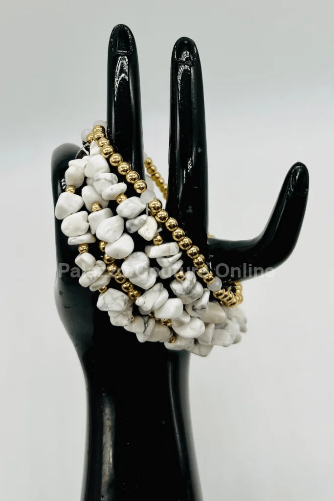 Rocio Mix  Beaded Bracelet (White & Gold)