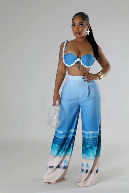 Romantic Getaway Pant Set - Blue