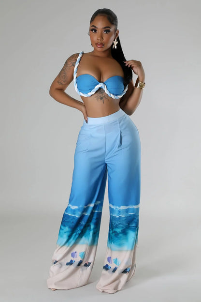 Romantic Getaway Pant Set - Blue