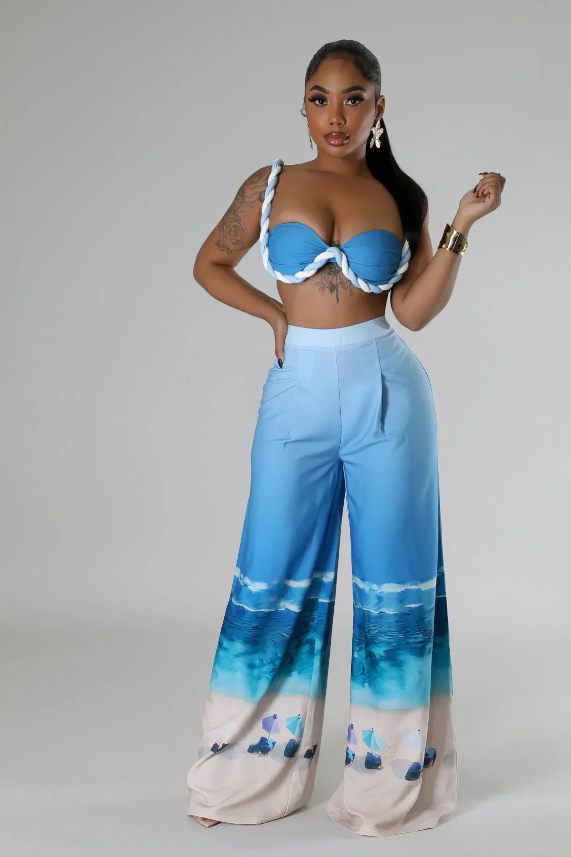Romantic Getaway Pant Set - Blue