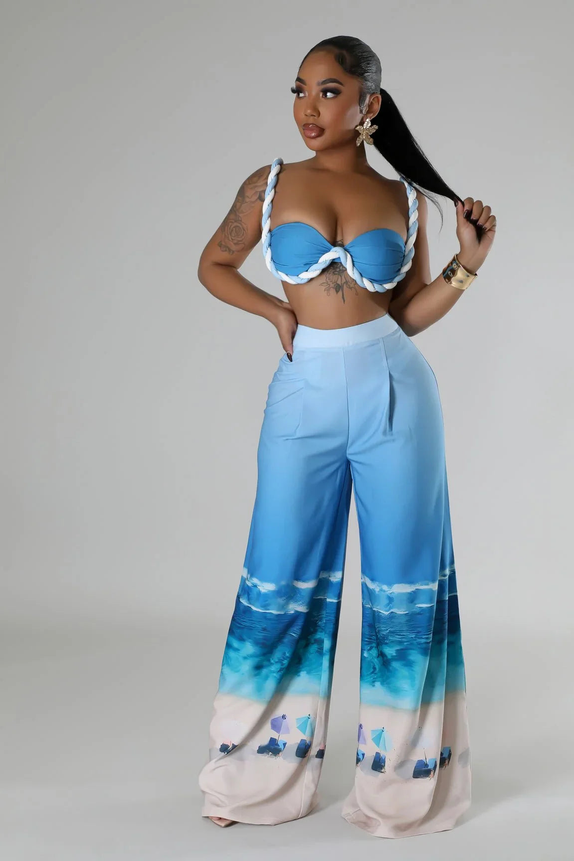 Romantic Getaway Pant Set - Blue