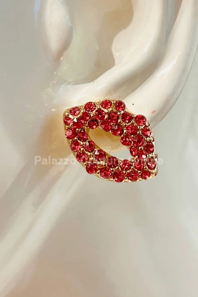 Ruby Pout Sparkle Stud Earrings (Pink)